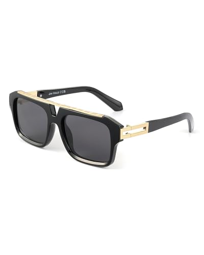JIM HALO Polarisierte Flieger Sonnenbrille für Frauen Männer, Retro Rechteck Schatten UV400 Fliegerbrille Schwarz JIM HALO Polarisierte Flieger Sonnenbrille für Frauen Männer, Retro Rechteck Schatten UV400 Fliegerbrille Schwarz von JIM HALO