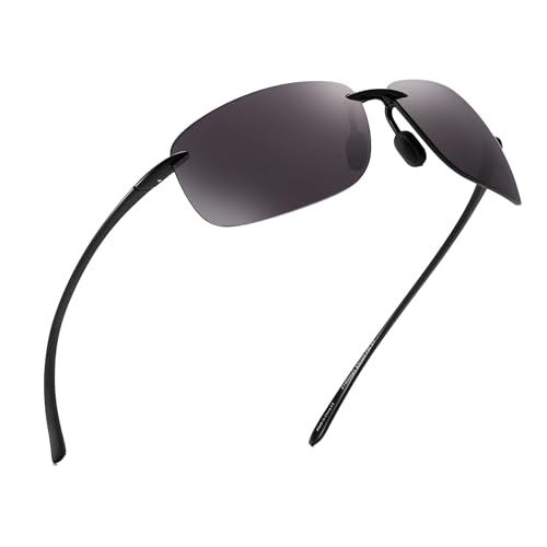 JIM HALO Polarisierte Sport Sonnenbrille für Herren Damen TR90 Randloser Rahmen zum Laufen Angeln Radfahren Fahren Grau von JIM HALO