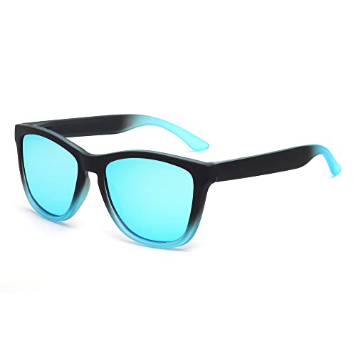 JIM HALO Retro Polarisierte Sonnenbrille Männer Frauen, Vintage Quadrat Schatten für das Fahren Angeln Blau von JIM HALO