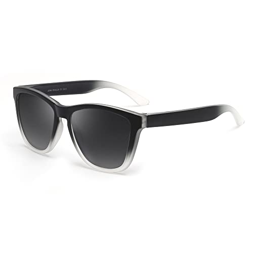 JIM HALO Retro Polarisierte Sonnenbrille Männer Frauen, Vintage Quadrat Schatten für das Fahren Angeln Schwarz von JIM HALO