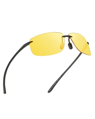JIM HALO Sport Sonnenbrille Herren Polarisiert, TR90 Rechteckig Rimless Frame Nachtsichtbrille FüR Autofahrer JIM HALO Sport Sonnenbrille Herren Polarisiert, TR90 Rechteckig Rimless Frame Nachtsichtbrille FüR Autofahrer von JIM HALO