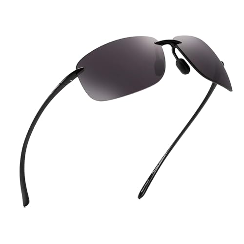 JIM HALO Sport Sonnenbrille für Damen Herren TR90 Randlos Unzerbrechlich Rahmen für Laufen Angeln Baseball Fahren Grau von JIM HALO