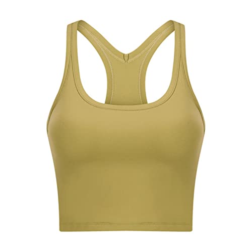 JIMINISO Fitness-Sport-BHs für Damen, Nacktes Gefühl, für Fitnessstudio, Yoga, Training, Bauchfreies Top, Weste mit integriertem BH von JIMINISO