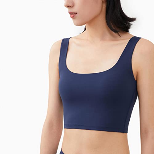 JIMINISO Sportweste für Damen, tiefer U-Rücken, Push-Up-Yoga-BH, Fitnessstudio, Workout, sexy, Laufen, bauchfreies Top, Tank-Top, einfarbig, Fitness-Top von JIMINISO