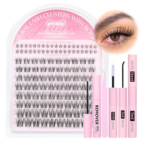 Cluster-Wimpern-Set, natürlicher Look, 10–16 mm, individuelles Set mit unteren Wimpern, transparentes Band, Cluster-Wimpern, Wimpernbindung und Versiegelung, Entferner, Pinzette von JIMIRE Cluster-Wimpern-Set, natürlicher Look, 10–16 mm, individuelles Set mit unteren Wimpern, transparentes Band, Cluster-Wimpern, Wimpernbindung und Versiegelung, Entferner, Pinzette von JIMIRE von JIMIRE