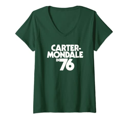 Damen Carter Mondale in 76 CampaGN-Poster Jimmy-Carter 1976 T-Shirt mit V-Ausschnitt Damen Carter Mondale in 76 CampaGN-Poster Jimmy-Carter 1976 T-Shirt mit V-Ausschnitt von JIMMY CARTER FOREVER