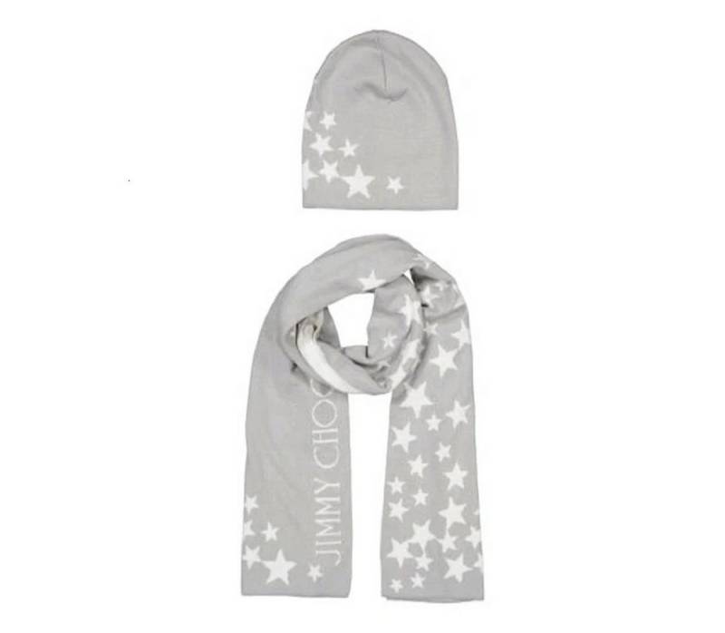 JIMMY CHOO Mütze & Schal Jimmy Choo Mütze/Schal, Jimmy Choo Beanie Hüte und Schal 2er Set. (Mütze/Schal Set) mit niedlichen Print von JIMMY CHOO