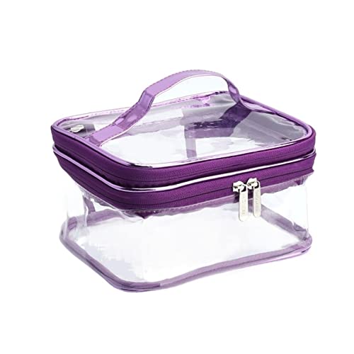 Damen große Kapazität transparente wasserdichte Kosmetiktasche Waschtasche Reise Make-up Aufbewahrungstasche weiblich (Color : Dark Purple, Size : One Size) von JIMNOO