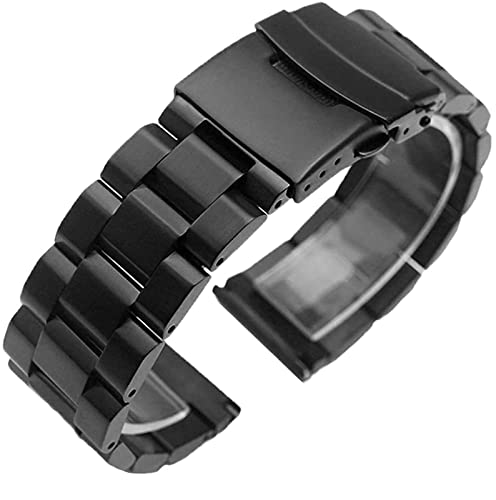 JIMNOO 18mm 19mm 20mm 21mm 22mm 23mm 24mm Universelles massives Edelstahl-Uhrenarmband Metall-Armband Link-Armband-Bügel-Zubehör (Color : Black, Size : 18mm) von JIMNOO