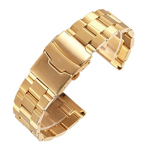 JIMNOO 18mm 19mm 20mm 21mm 22mm 23mm 24mm Universelles massives Edelstahl-Uhrenarmband Metall-Armband Link-Armband-Bügel-Zubehör (Color : Gold, Size : 18mm) von JIMNOO