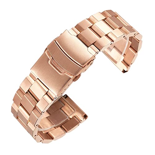 JIMNOO 18mm 19mm 20mm 21mm 22mm 23mm 24mm Universelles massives Edelstahl-Uhrenarmband Metall-Armband Link-Armband-Bügel-Zubehör (Color : Rose Gold, Size : 21mm) von JIMNOO