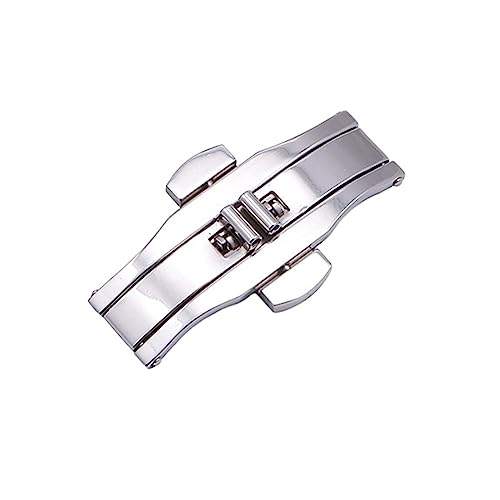 JIMNOO 2 Stück 4 mm 5 mm 6 mm automatische Schmetterlings-Faltschließe Metall Stahl Faltschließe Armband Schnalle Zubehör (Color : Silver, Size : 6x27mm) von JIMNOO