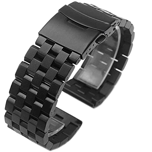 JIMNOO Edelstahl Uhrenarmband Herren gebürstet Uhrenarmbänder Schrauben verstellbares Armband 18mm 20mm 22mm 24mm 26mm (Color : Black, Size : 26mm) von JIMNOO