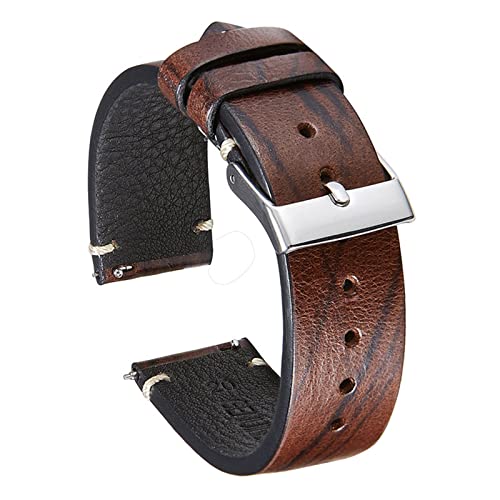 JIMNOO Uhrenarmband aus Leder mit Schnellverschluss 18 mm, 20 mm, 22 mm, Armbänder, grün, blau, Lederarmband (Color : Dark Brown, Size : 18mm) von JIMNOO