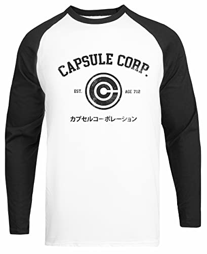 Capsule Corp. Weißes Unisex-Baseball-T-Shirt Schwarzes Ärmel-T-Shirt von JINBETEE