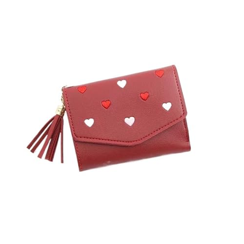 JINBIXIANGDJKS Brieftasche Kurz High-End Love Urban Fashion Geldbörse(Red) von JINBIXIANGDJKS