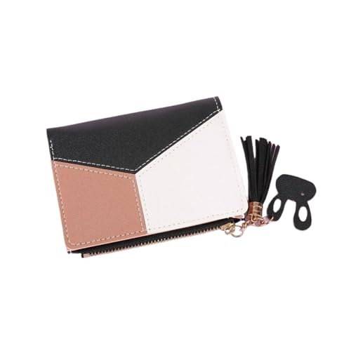 JINBIXIANGDJKS Brieftasche Kurz Stilvolle Reißverschluss Nähte Kontrastfarbe Münzbörse(Black) von JINBIXIANGDJKS