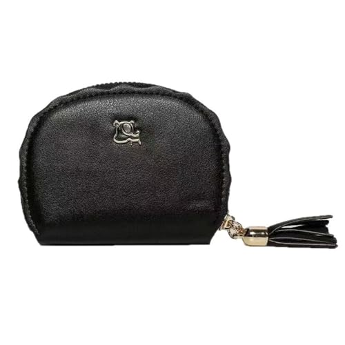 JINBIXIANGDJKS Einfaches Münzgeldbörse Mit Quasten, Hübschen Fächern for Mehrere Karten, Clutch Mit Großem Fassungsvermögen(Black) von JINBIXIANGDJKS