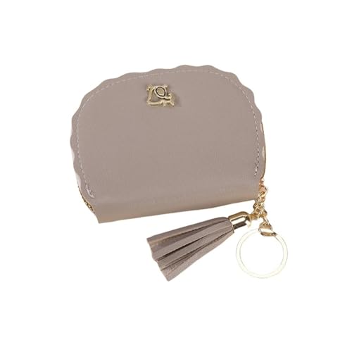 JINBIXIANGDJKS Einfaches Münzgeldbörse Mit Quasten, Hübschen Fächern for Mehrere Karten, Clutch Mit Großem Fassungsvermögen(LightGray) von JINBIXIANGDJKS