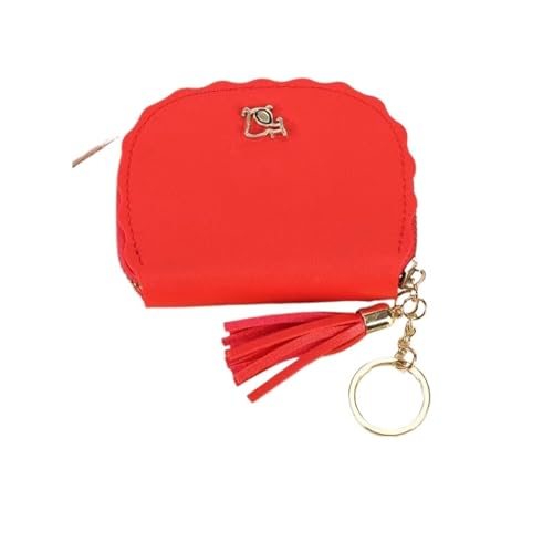 JINBIXIANGDJKS Einfaches Münzgeldbörse Mit Quasten, Hübschen Fächern for Mehrere Karten, Clutch Mit Großem Fassungsvermögen(Red) von JINBIXIANGDJKS