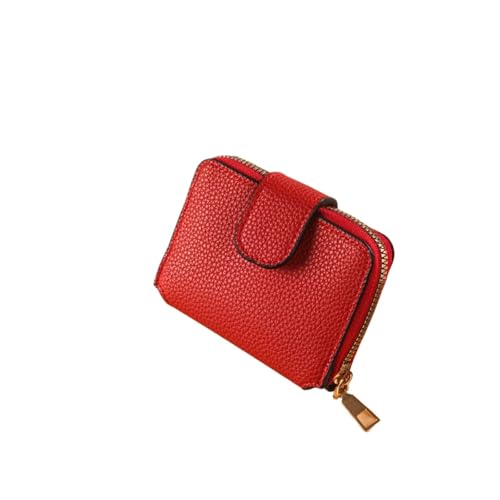 JINBIXIANGDJKS Einfarbige Geldbörse, Stilvoll Und Schlicht, Mit Schminkspiegel Und Münzfach Mit Mehreren Kartenfächern(Red) von JINBIXIANGDJKS