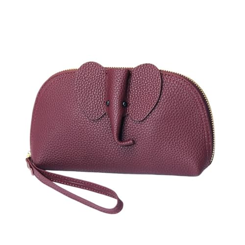 JINBIXIANGDJKS Elefantenform, Modische Brieftasche, Einfache Lange Clutch, Münzgeldbörse(WineRed) von JINBIXIANGDJKS