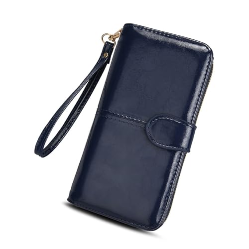 JINBIXIANGDJKS Geldbörse Mit Reißverschluss Und Schnalle, Modische, Einfache Clutch(DarkBlue) von JINBIXIANGDJKS