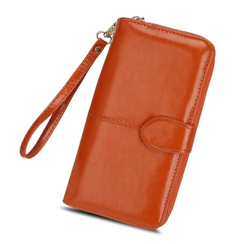 JINBIXIANGDJKS Geldbörse Mit Reißverschluss Und Schnalle, Modische, Einfache Clutch(Orange) von JINBIXIANGDJKS
