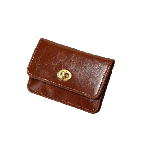 JINBIXIANGDJKS Kartenhalter, Einfacher, Einfarbiger Retro-Schloss, Mehrschichtiger Kartenhalter, Hochwertiger Brieftaschen-Kartenhalter(Brown) von JINBIXIANGDJKS