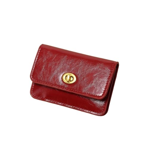 JINBIXIANGDJKS Kartenhalter, Einfacher, Einfarbiger Retro-Schloss, Mehrschichtiger Kartenhalter, Hochwertiger Brieftaschen-Kartenhalter(Red) von JINBIXIANGDJKS