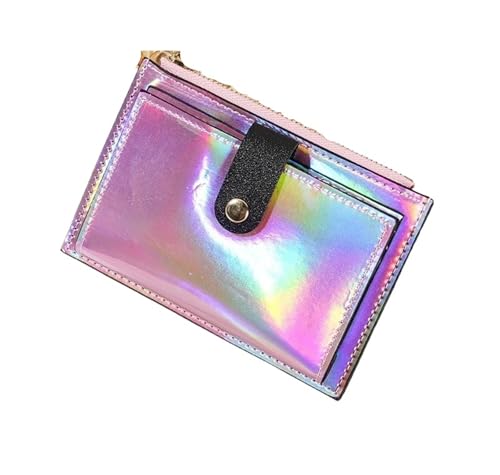 JINBIXIANGDJKS Kartenhalter, Glänzend, Multifunktional, Modisch, Einfache Geldbörse, Mehrere Kartenfächer(Pink) von JINBIXIANGDJKS