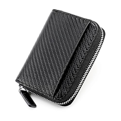 JINBIXIANGDJKS Kartenhalter Akkordeon-Kartenhalter Diebstahlsicherer Reißverschluss Münzkartenhalter Mehrfarbige Optionale Brieftasche(StrawpatternBlack) von JINBIXIANGDJKS