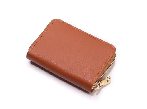 JINBIXIANGDJKS Kartenhalter Mit Großem Fassungsvermögen Und Mehreren Kartenfächern, Kleines Und Stilvolles, Einfaches Münzgeldfach(Brown) von JINBIXIANGDJKS