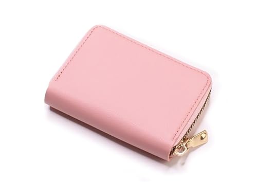JINBIXIANGDJKS Kartenhalter Mit Großem Fassungsvermögen Und Mehreren Kartenfächern, Kleines Und Stilvolles, Einfaches Münzgeldfach(Pink) von JINBIXIANGDJKS
