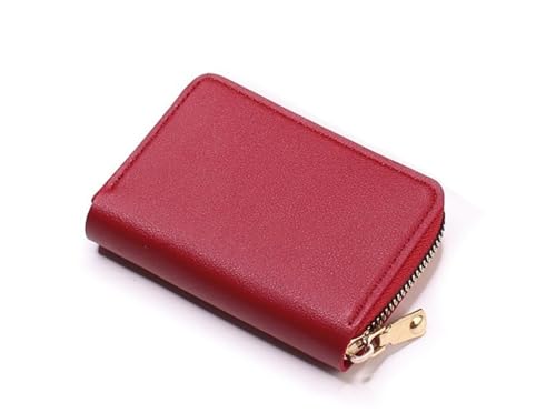 JINBIXIANGDJKS Kartenhalter Mit Großem Fassungsvermögen Und Mehreren Kartenfächern, Kleines Und Stilvolles, Einfaches Münzgeldfach(Red) von JINBIXIANGDJKS