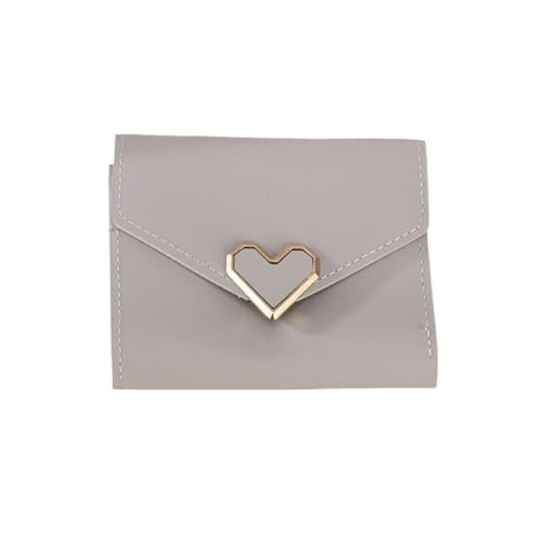 JINBIXIANGDJKS Kleine Klare Herzförmige Dreifach Gefaltete Einfache Brieftasche Im Kurzen Stil High-End Täglich Vielseitig(LightGray) von JINBIXIANGDJKS
