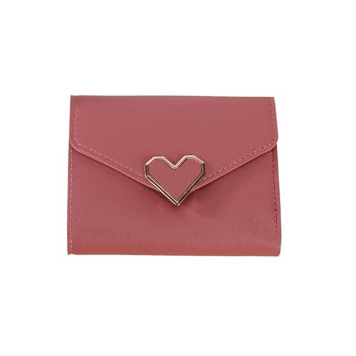 JINBIXIANGDJKS Kleine Klare Herzförmige Dreifach Gefaltete Einfache Brieftasche Im Kurzen Stil High-End Täglich Vielseitig(Maroonred) von JINBIXIANGDJKS