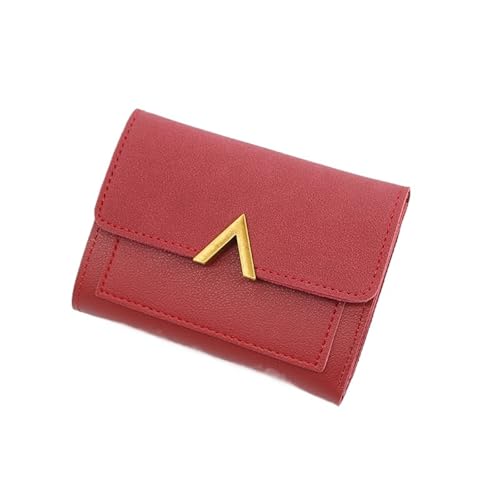 JINBIXIANGDJKS Kurze Brieftasche, Dreifach Gefaltet, Mehrere Kartenfächer, Stilvoller, Einfacher Kartenhalter(Red) von JINBIXIANGDJKS