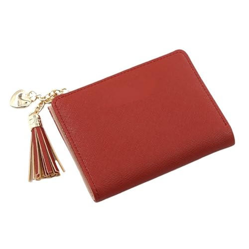 JINBIXIANGDJKS Kurze Brieftasche, Einfarbig, Einfache, Vielseitige Geldbörse Mit Reißverschluss(Red) von JINBIXIANGDJKS