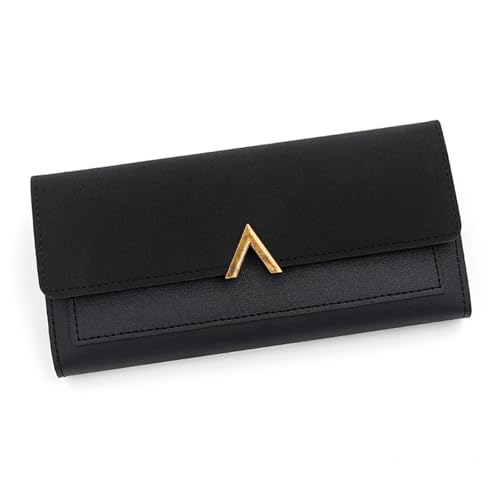 JINBIXIANGDJKS Lange Brieftasche, Dreifach Gefaltet, Stilvolle, Schlichte Geldbörse(Black) von JINBIXIANGDJKS