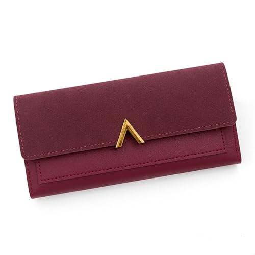 JINBIXIANGDJKS Lange Brieftasche, Dreifach Gefaltet, Stilvolle, Schlichte Geldbörse(Red) von JINBIXIANGDJKS