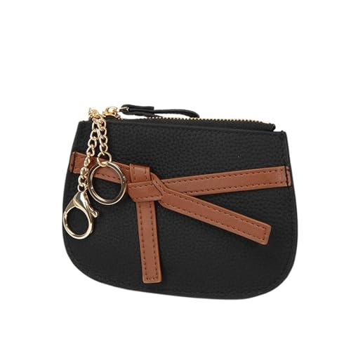 JINBIXIANGDJKS Mini Dünne Geldbörse Mode Schlüsselanhänger Münztasche Reißverschluss Kleine Brieftasche(Black) von JINBIXIANGDJKS