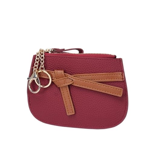 JINBIXIANGDJKS Mini Dünne Geldbörse Mode Schlüsselanhänger Münztasche Reißverschluss Kleine Brieftasche(Paohong) von JINBIXIANGDJKS