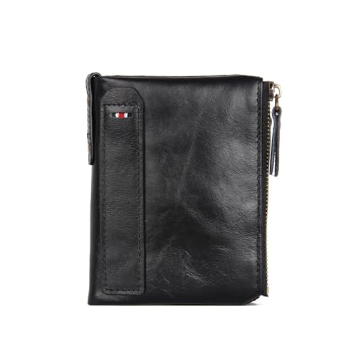 JINBIXIANGDJKS Mode Brieftasche Kurze Anti-diebstahl Doppel-reißverschluss Geldbörse Einfache Brieftasche(Black) von JINBIXIANGDJKS