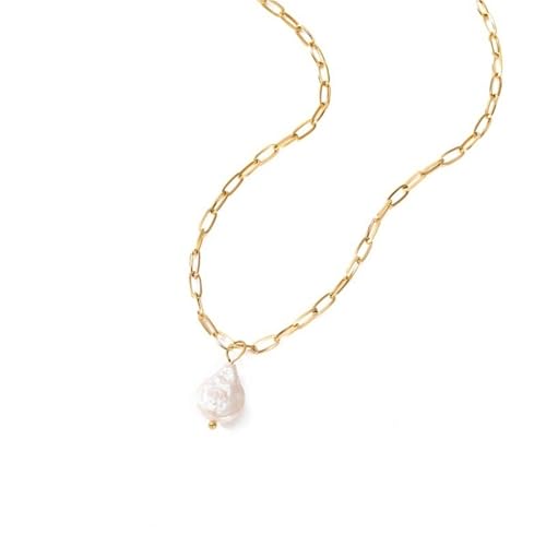 JINBIXIANGDJKS Mode Halskette Quadratische Kette Unregelmäßigen Anhänger(Gold_OneSize) von JINBIXIANGDJKS