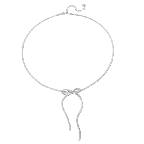 JINBIXIANGDJKS Modedesign, Flache Kette, Einfache Und Vielseitige Nischenhalskette(Silver_OneSize) von JINBIXIANGDJKS