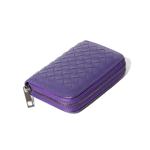 JINBIXIANGDJKS Modischer, Gewebter Akkordeon-Kartenhalter Mit Mehreren Kartenfächern, Einfacher Kartenhalter, Kleine Ausweis-Geldbörse(Purple) von JINBIXIANGDJKS