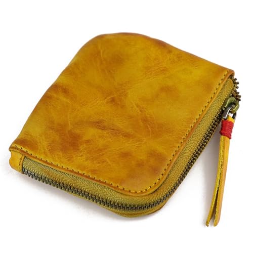 JINBIXIANGDJKS Münzgeldbörse Retro Reißverschluss Einfache Mini Münztasche(Yellow) von JINBIXIANGDJKS