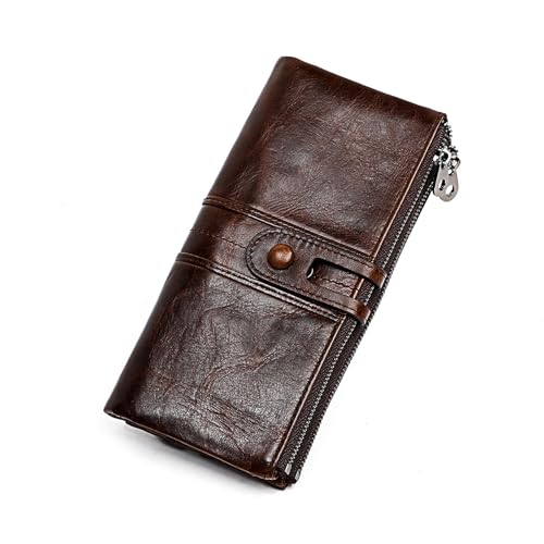 JINBIXIANGDJKS Retro-Geldbörse, Dreifach Gefaltete Brieftasche, Multifunktionale Lange Geldbörse(Brown) von JINBIXIANGDJKS