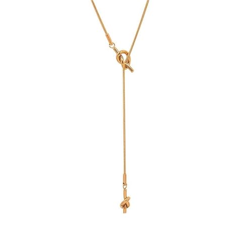JINBIXIANGDJKS Vielseitige Lange Pulloverkette Halskette Schlichtes Design Schmuck(Rosegold_OneSize) von JINBIXIANGDJKS